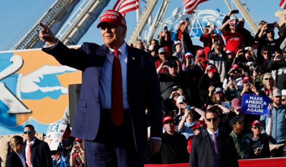 Republican presidential candidate and former President Donald Trump arrives for a campaign rally in Wildwood, New Jersey, on May 11.