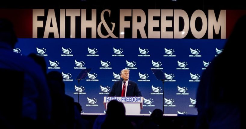 Former U.S. President Donald Trump speaks at the Faith & Freedom Coalition's Road to Majority Policy Conference at the Washington Hilton on June 22, in Washington, D.C.