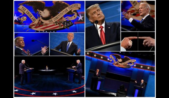 This combination of pictures created on October 22, 2020 shows US President Donald Trump and Democratic Presidential candidate and former US Vice President Joe Biden during the second and final presidential debate at Belmont University in Nashville, Tennessee, on October 22, 2020.