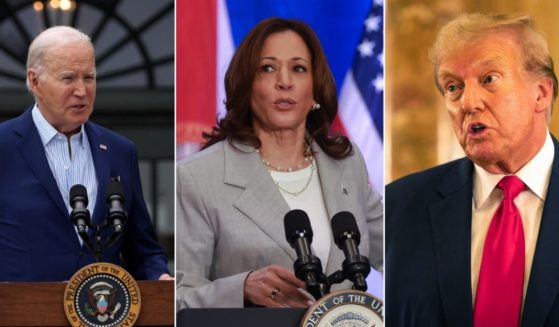 President Joe Biden, pictured left in a June 4 file photo; Vice President Kamala Harris, picture in a May 1 photo; and former President Donald Trump, right, speaking at a dinner Wednesday at the Mar-a-Lago Club in Palm Beach, Florida.