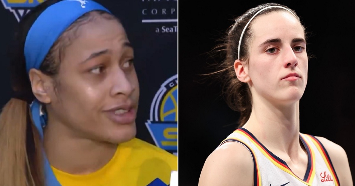 Chennedy Carter, left, of the WNBA's Chicago Sky, fielded questions Monday about her cheap shot on Indiana Fever star Caitlin Clark, right.