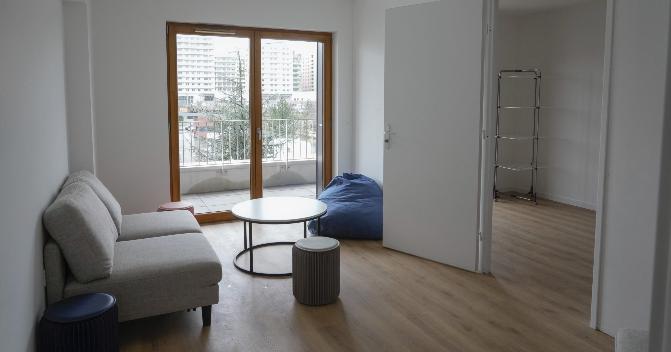 A living room of the Olympic village is pictured, in Saint-Denis, north of Paris, Wednesday, Feb. 28, 2024.
