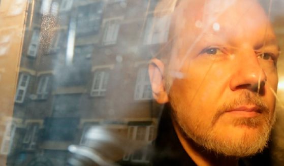 WikiLeaks founder Julian Assange is pictured through a car door window in a 2019 file photo.