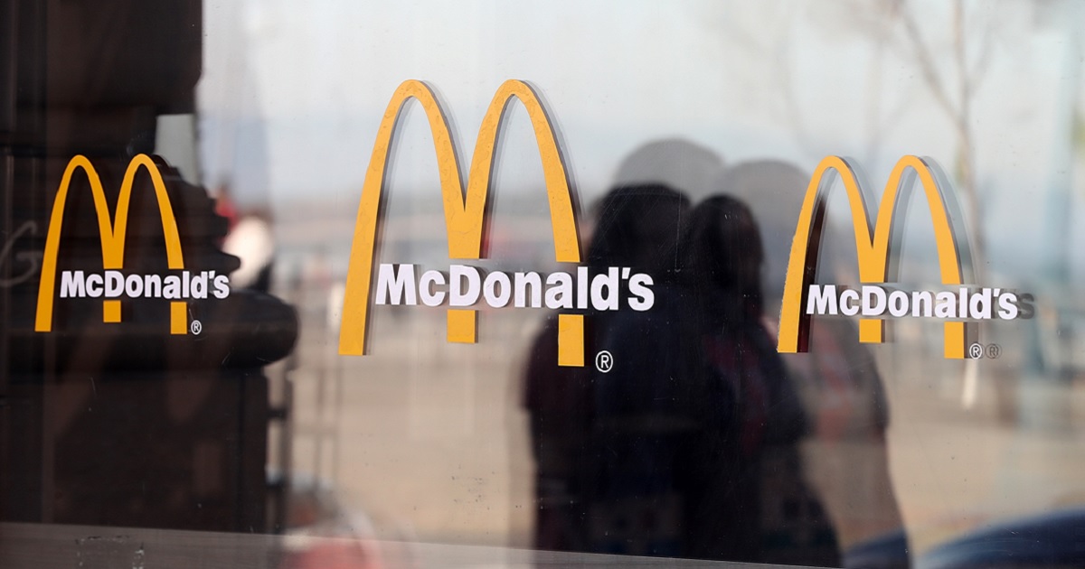 McDonald's logos on a restaurant window in a 2018 file photo.