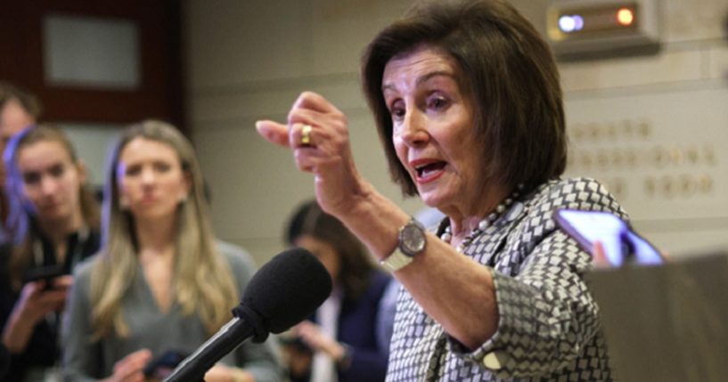 Former U.S. Speaker of the House Rep. Nancy Pelosi, talks to reporters in a March file photo at the Capitol Visitor Center.