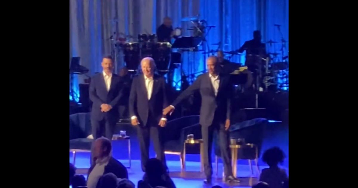 This X screen shot shows President Joe Biden, former President Barack Obama, and television personality Jimmy Kimmel at a fundraiser on June 15, 2024.