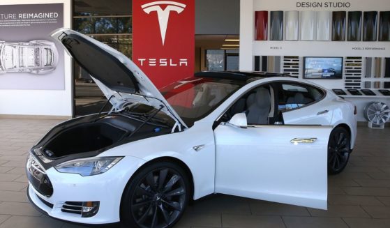 A Tesla Model S car is displayed at a Tesla showroom on November 5, 2013 in Palo Alto, California.