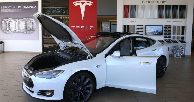 A Tesla Model S car is displayed at a Tesla showroom on November 5, 2013 in Palo Alto, California.