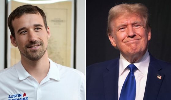 Maine state Rep. Austin Theriault, left; former President Donald Trump, right.
