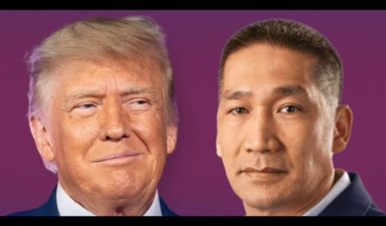 This Truth screen shot shows former President Donald Trump and GOP Virginia Senate candidate Hung Cao.