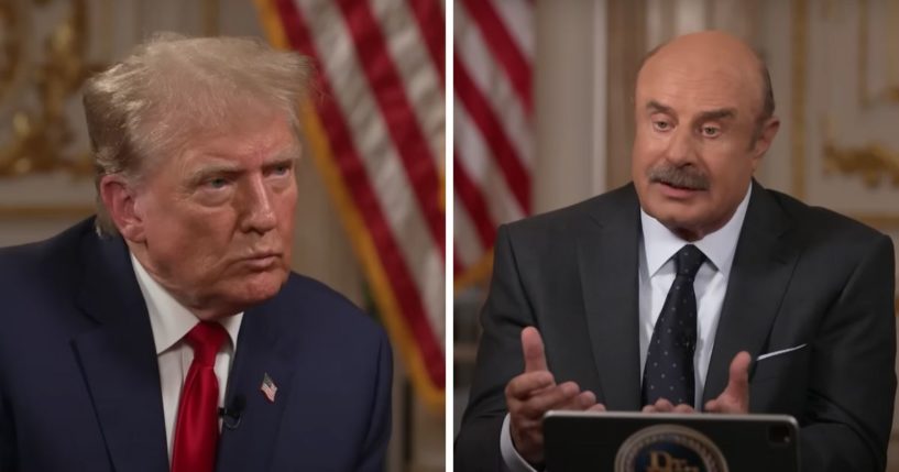 These YouTube screen shots show (L) former President Donald Trump and (R) television host Dr. Phil during an interview from "Dr. Phil Primetime" that aired on June 6, 2024.