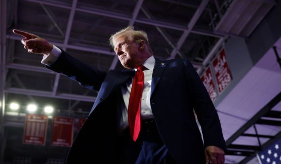 Republican presidential candidate, former U.S. President Donald Trump walks offstage after speaking at a campaign rally at the Liacouras Center on June 22, 2024 in Philadelphia, Pennsylvania.
