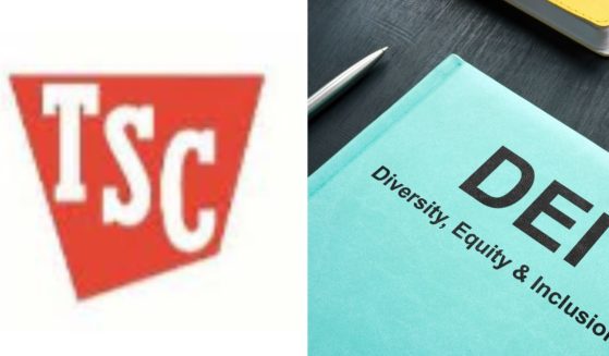 (L) This X screen shot shows the logo for the Tractor Supply Company. (R) A Getty stock image shows a DEI textbook.