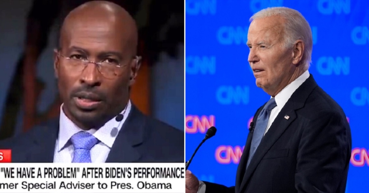 CNN panelist and former Obama White House official Van Jones, left; President Joe Biden on the debate stage Thursday, right.