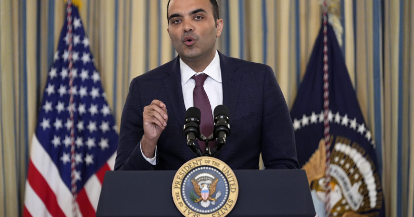 Rohit Chopra, director of the Consumer Financial Protection Bureau, speaks as President Joe Biden meets with his Competition Council to announce new actions to lower costs for families in the State Dining Room of the White House in Washington, D.C., on March 5.