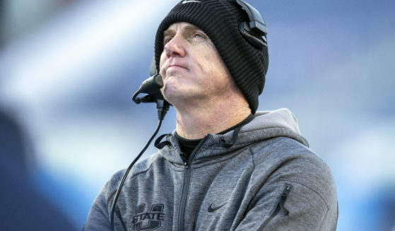 Then-Utah State head football coach Blake Anderson looks up at the videoboard late in the second half of the Famous Idaho Potato Bowl against Georgia State in Boise, Idaho, on Dec. 23, 2023.