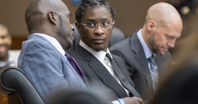 Rapper Young Thug, whose real name is Jeffery Williams, is seen at a hearing in a file photo from December 22, 2022.