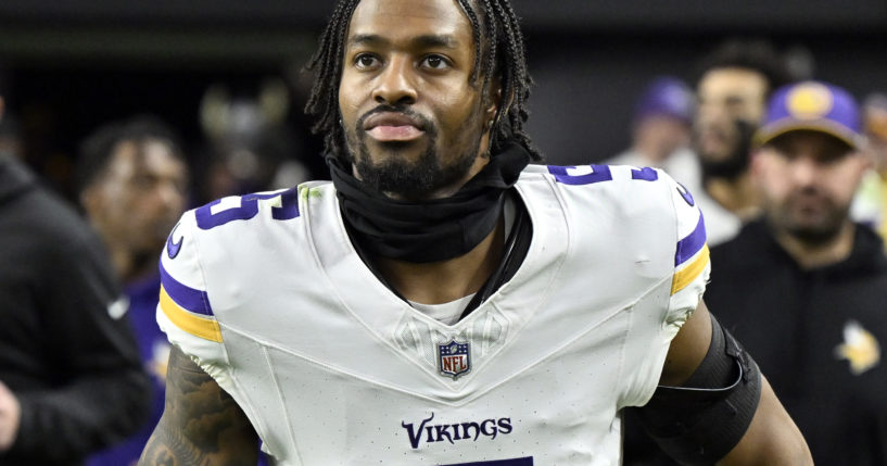 Minnesota Vikings cornerback Mekhi Blackmon takes the field for the second half of an NFL football game against the Las Vegas Raiders in Las Vegas on Dec. 10, 2023.