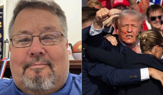 Rick Notari, left, a Community Outreach Manager for Lackawanna County, Pennsylvania, was suspended without pay after making a post on X after a failed assassination attempt on former President Donald Trump, right, on Saturday.