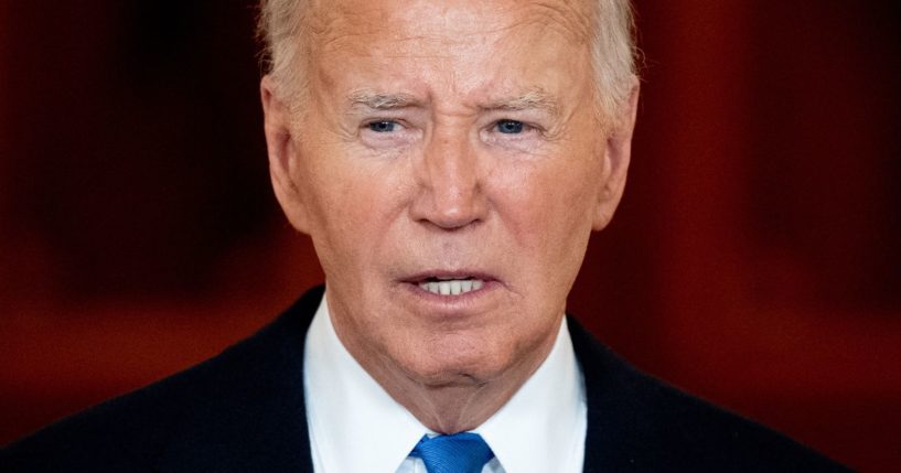 President Joe Biden speaks at the White House in Washington on Monday.