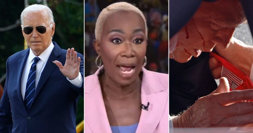 MSNBC's Joy Reid, center, compared President Joe Biden's latest bout with COVID-19 to the assassination attempt of former President Donald Trump.