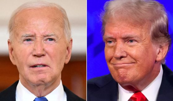 At left, President Joe Biden speaks at the Cross Hall of the White House in Washington on Monday. At right, Republican presidential candidate and former President Donald Trump participates in the CNN Presidential Debate at the CNN Studios in Atlanta on Thursday.