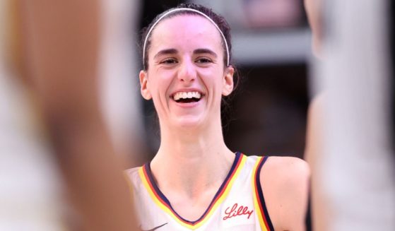 Caitlin Clark of the Indiana Fever reacts during a time out during the second quarter against the Phoenix Mercury in Phoenix, Arizona, on Sunday.