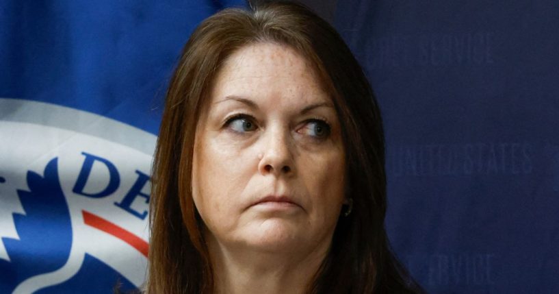 U.S. Secret Service Director Kimberly Cheatle looks on during a news conference at the Secret Service's Chicago Field Office on June 4.