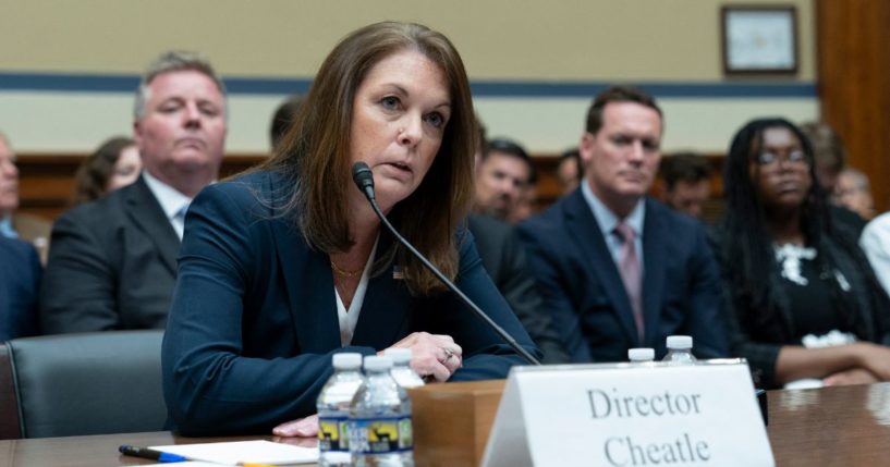 Secret Service Director Kimberly Cheatle testifies during a House Oversight Committee hearing on Capitol Hill in Washington on Monday.