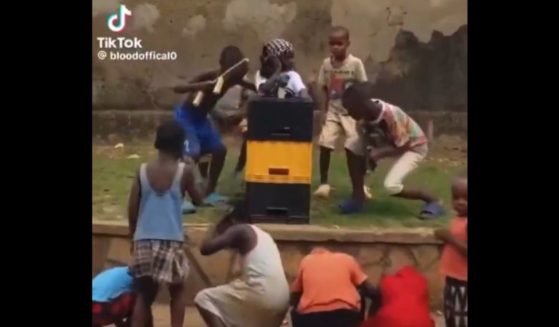Children in Uganda re-enact the attempted assassination of former President Donald Trump.