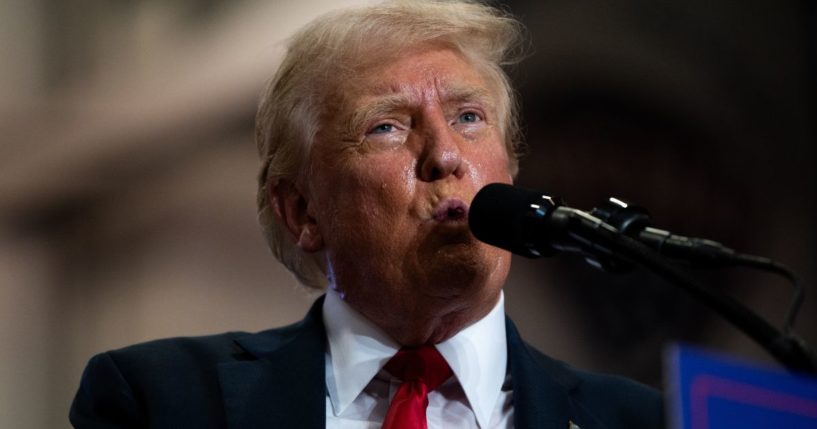 Former President Donald Trump speaks during a rally in St. Cloud, Minnesota, on Saturday.