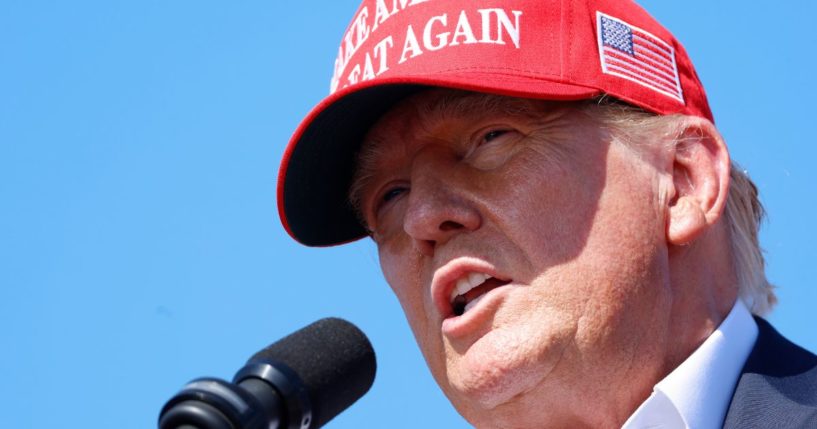 Former President Donald Trump speaks during a rally in Chesapeake, Virginia, on June 28.