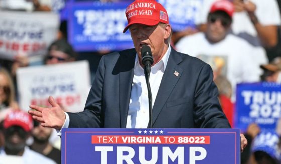 Former President Donald Trump speaks at a campaign rally in Chesapeake, Virginia, on June 28.