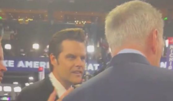On Tuesday, Rep. Matt Gaetz, left, approached Rep. Kevin McCarthy, right, as he was interviewing with CNN, to taunt him.