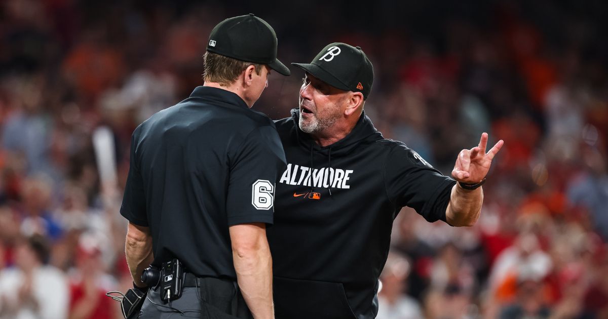 Baltimore Orioles manager Brandon Hyde argues with umpire Alex Tosi during the ninth inning of a game against the Washington Nationals at Nationals Park on May 7.