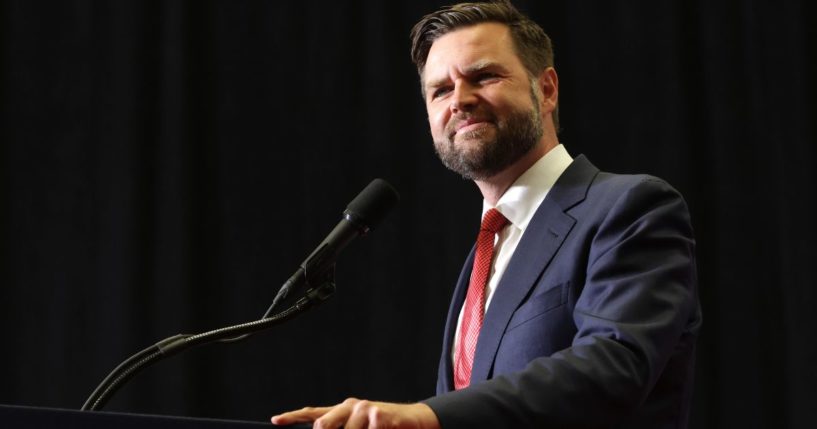 Sen. J.D. Vance speaks at a campaign rally in Radford, Virginia, on July 22.