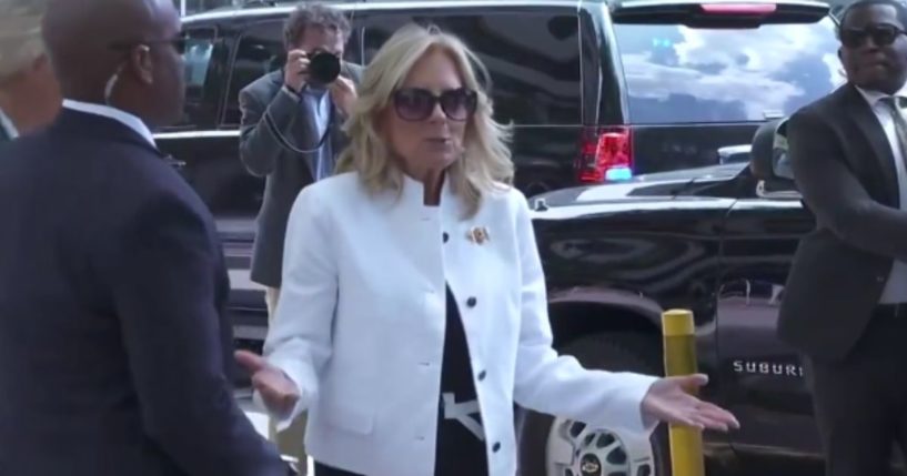 First lady Jill Biden was asked questions by reporters on Monday, but instead of answering any of them, she gave a lecture on how to talk to her then drove away.