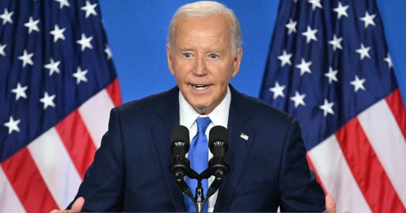 President Joe Biden speaks during a news conference at the close of the 75th NATO Summit in Washington, D.C., on Thursday.