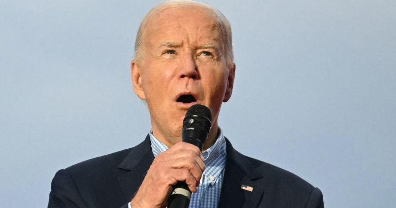 President Joe Biden speaks during a Fourth of July celebration for military and veteran families, caregivers, and survivors, on the South Lawn of the White House in Washington, D.C., on Thursday.