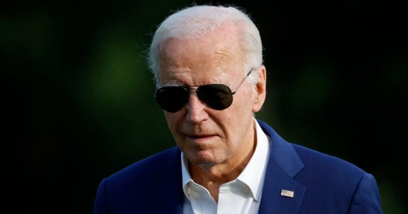 President Joe Biden returns to the White House in Washington on Sunday.