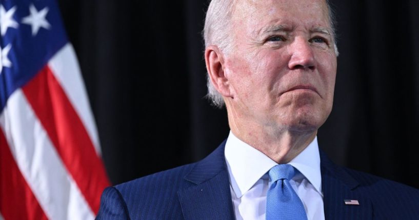 President Joe Biden speaks at the U.S. Coast Guard change of command ceremony at USCG Headquarters in Washington, D.C., on June 1, 2022.