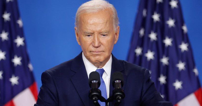 President Joe Biden holds a news conference at the conclusion of the 2024 NATO Summit in Washington, D.C., on Thursday.