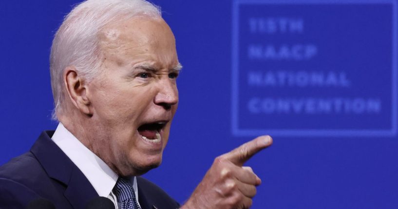 President Joe Biden speaks at the 115th NAACP National Convention in Las Vegas, Nevada, on Tuesday.