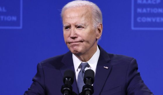 President Joe Biden pauses while speaking at the 115th NAACP National Convention in Las Vegas, Nevada, on Tuesday.