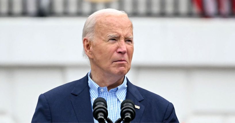 President Joe Biden looks on as he speaks during a Fourth of July celebration for active-duty military families on the South Lawn of the White House in Washington, D.C., on Thursday.