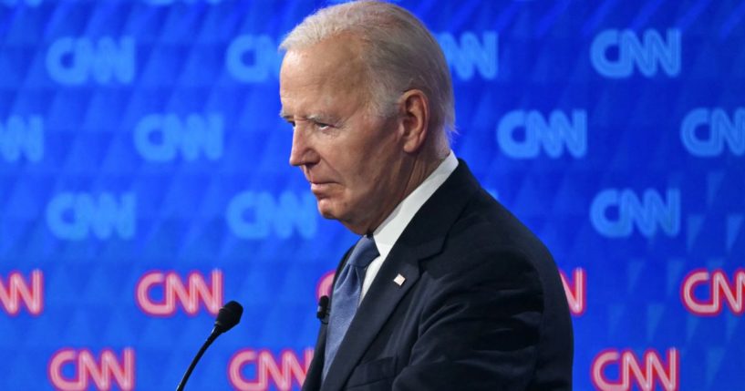 President Joe Biden participates in the first presidential debate of the 2024 elections against former President Donald Trump in Atlanta, Georgia, on Thursday.