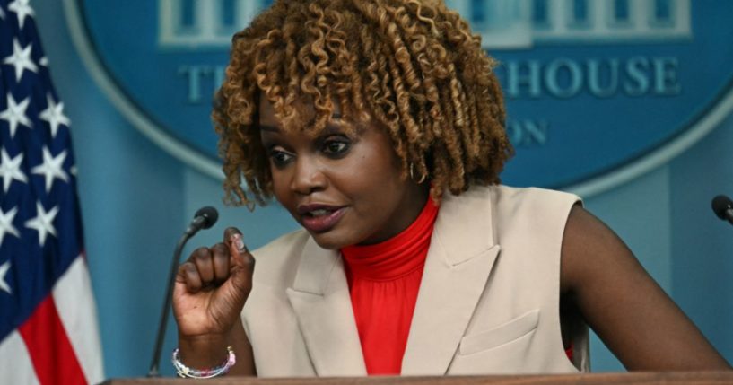 White House press secretary speaks to reporters during the daily briefing in the Brady Briefing Room of the White House in Washington, D.C., on Wednesday.