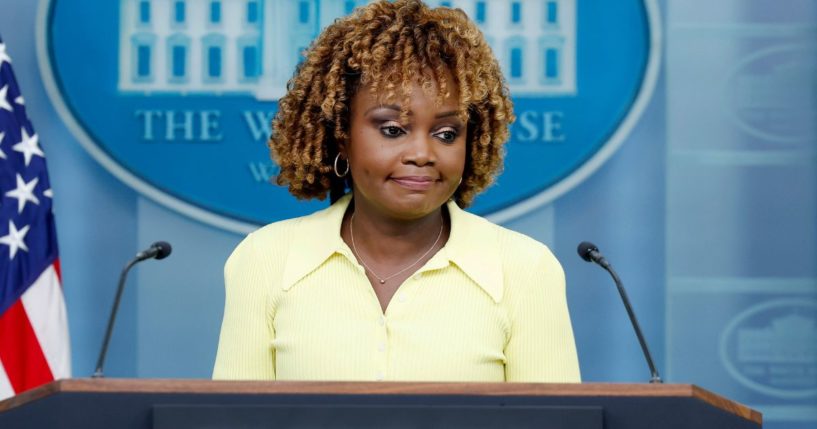 White House press secretary Karine Jean-Pierre speaks during a daily news briefing at the James S. Brady Press Briefing Room of the White House in Washington, D.C., on Tuesday.