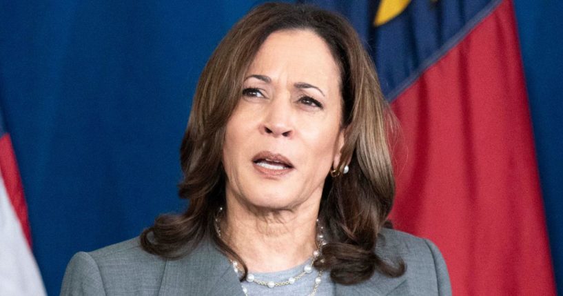 Vice President Kamala Harris speaks during a campaign event at James B. Dudley High School in Greensboro, North Carolina, on Thursday.