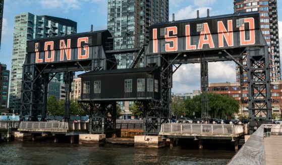 A stock photo shows Long Island City, New York, Gantry view from the East River on July 26, 2014.